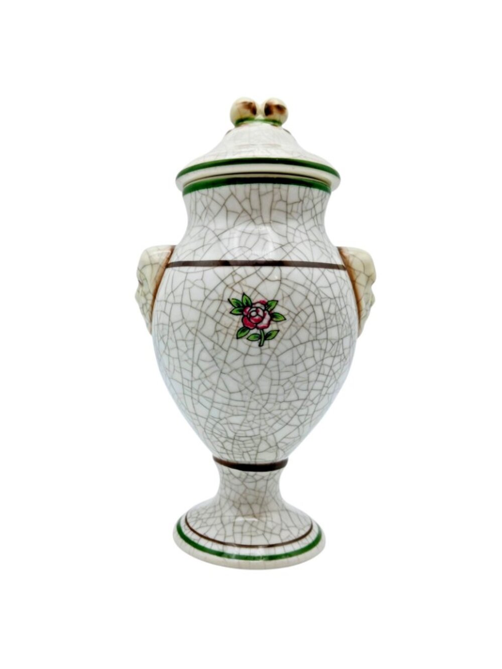 Herr Faience Aqua Rosae Apothecary Jar Crackle Glaze Ceramic 7.5" - Picture 4 of 9